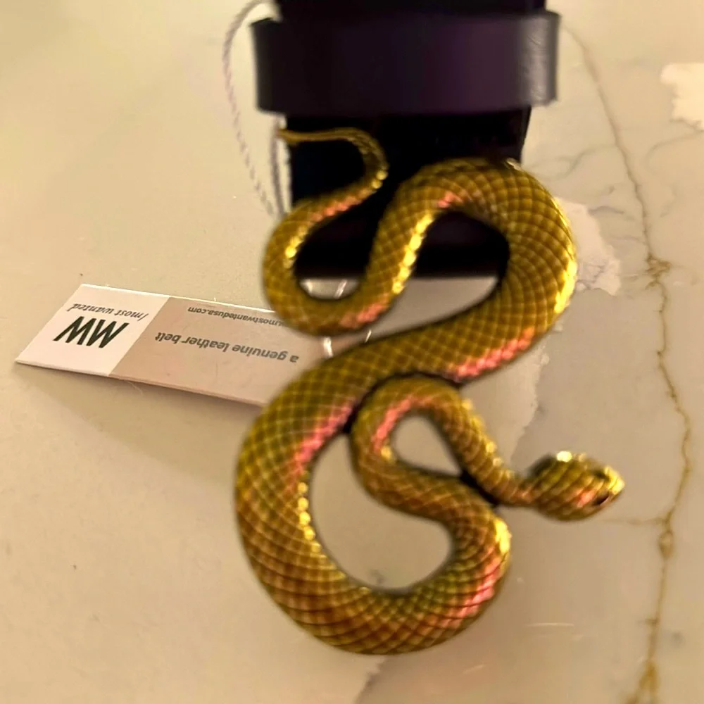 Snake buckle genuine leather belt